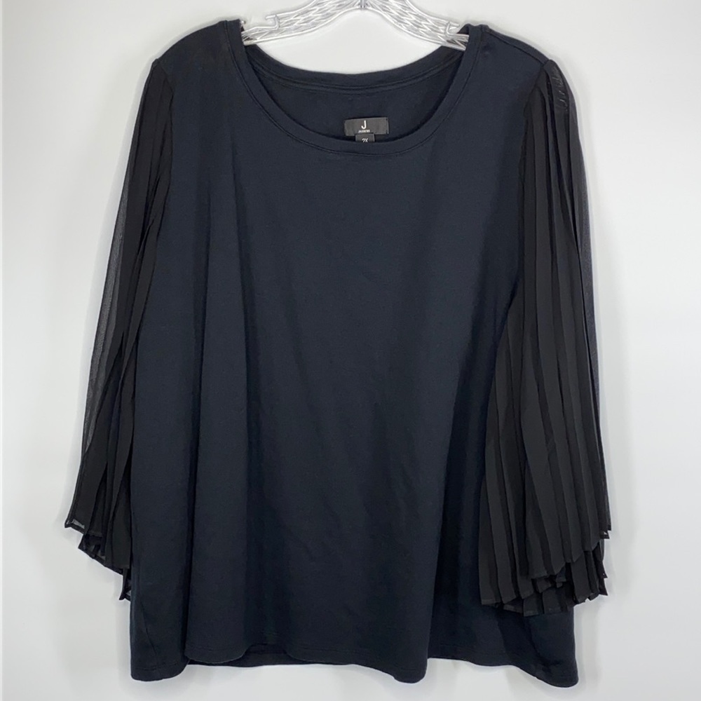 Jason Wu Black Shirt With Pleated Sleeves QVC